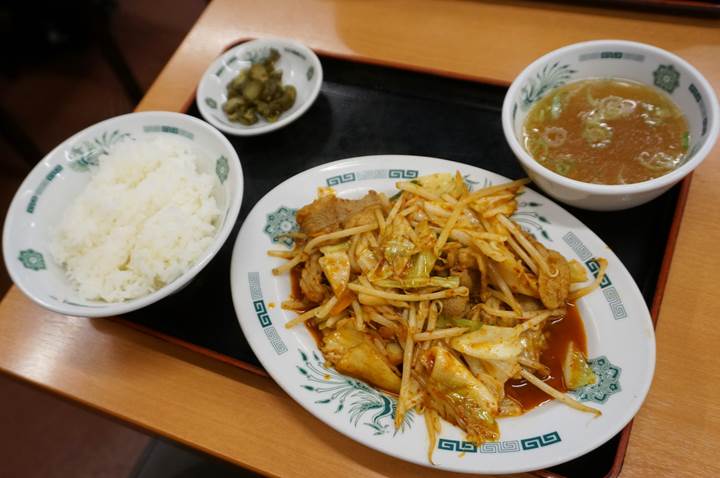 HIDAKAYA Pork with Kimchi Spice Sauce Rice Set 日高屋 バクダン炒め定食