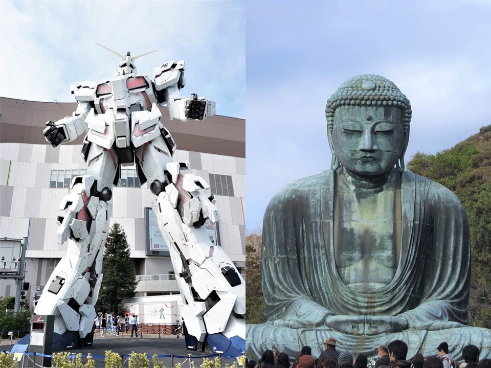 The Life Sized UNICORN GUNDAM Statue 実物大ユニコーンガンダム立像 2018 / The Great Buddha and Kotoku-in 鎌倉大仏高徳院 2011