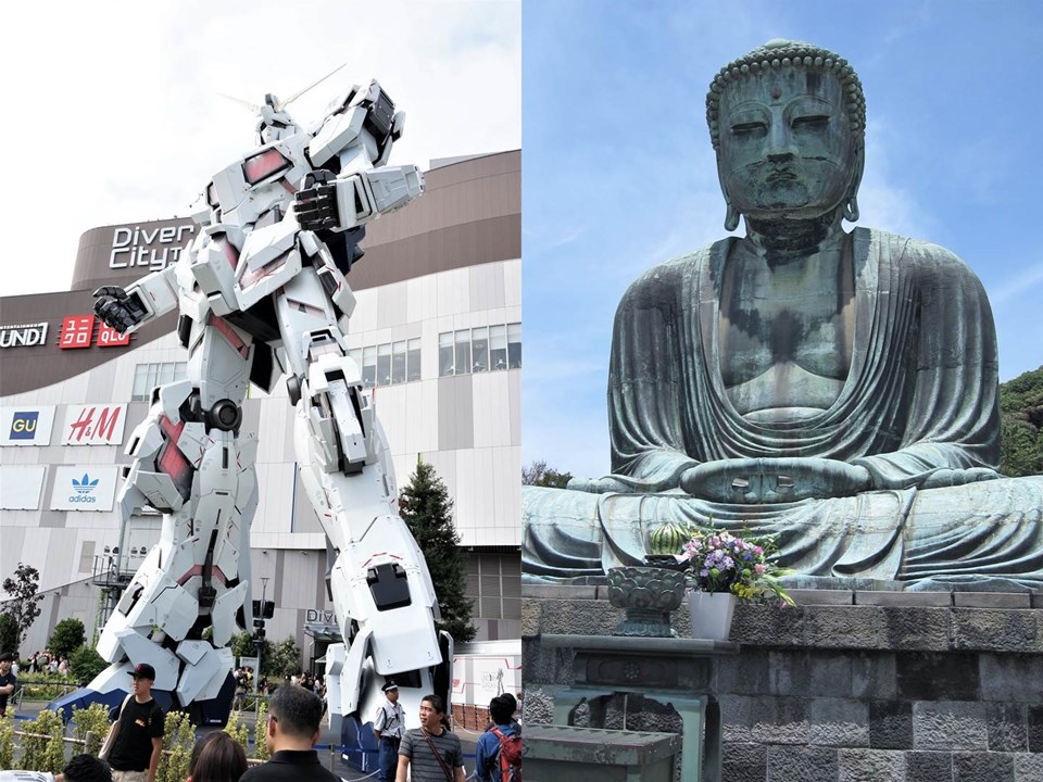 The Life Sized UNICORN GUNDAM Statue 実物大ユニコーンガンダム立像 2018 / The Great Buddha and Kotoku-in 鎌倉大仏高徳院 2012
