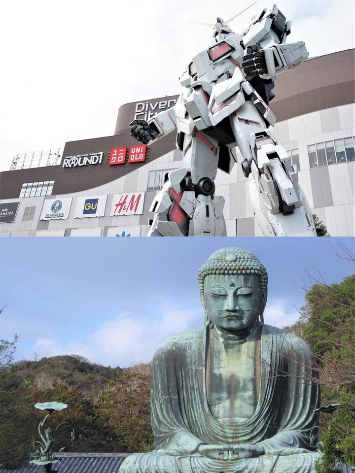 The Life Sized UNICORN GUNDAM Statue 実物大ユニコーンガンダム立像 2018 / The Great Buddha and Kotoku-in 鎌倉大仏高徳院 2011