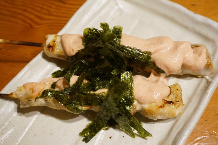 Torikizoku 鳥貴族 - Chicken Breast with Cod Row Mayonnaise and Nori むね肉明太マヨネーズ風焼