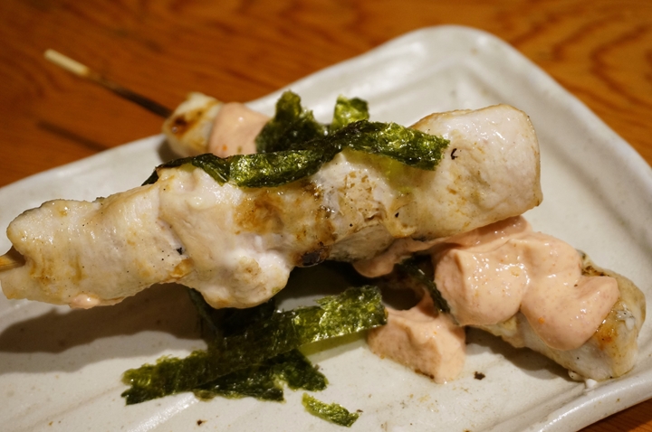 Torikizoku 鳥貴族 - Chicken Breast with Cod Row Mayonnaise and Nori むね肉明太マヨネーズ風焼