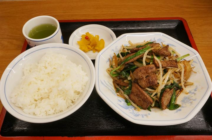 Stir Fried Pork Liver and Garlic Chives Set Meal レバニラ炒め定食 - Fukushin 福しん