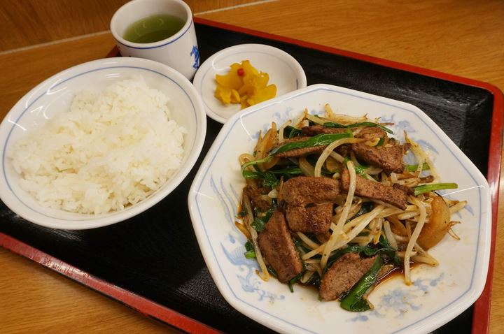Stir Fried Pork Liver and Garlic Chives Set Meal レバニラ炒め定食 - Fukushin 福しん