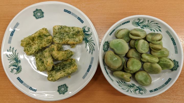 Nori Flavor Chikuwa Tempura ちくわの磯辺揚げ Fava Beans そら豆 - HIDAKAYA 日高屋