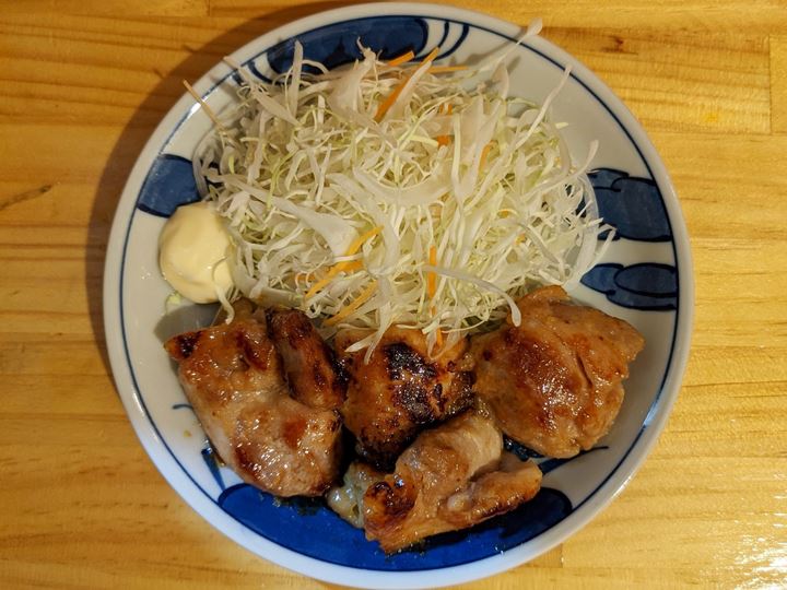 Fried Chicken Thigh Cooked with Miso 鶏もも味噌漬焼き - Standing Bar KAMIYA 立ち呑み かみや