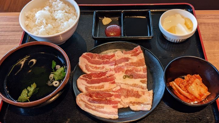豚カルビランチ 80g - Boneless Pork Ribs Lunch Set Meal 2.82oz - 焼肉 安楽亭 Yakiniku ANRAKUTEI