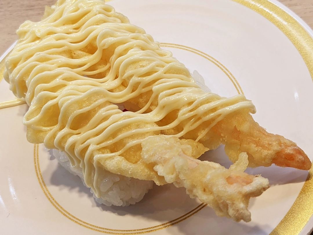 Shrimp Tempura with Mayonnaise えび天にぎり（マヨ） KAPPASUSHI (KAPPAZUSHI) かっぱ寿司