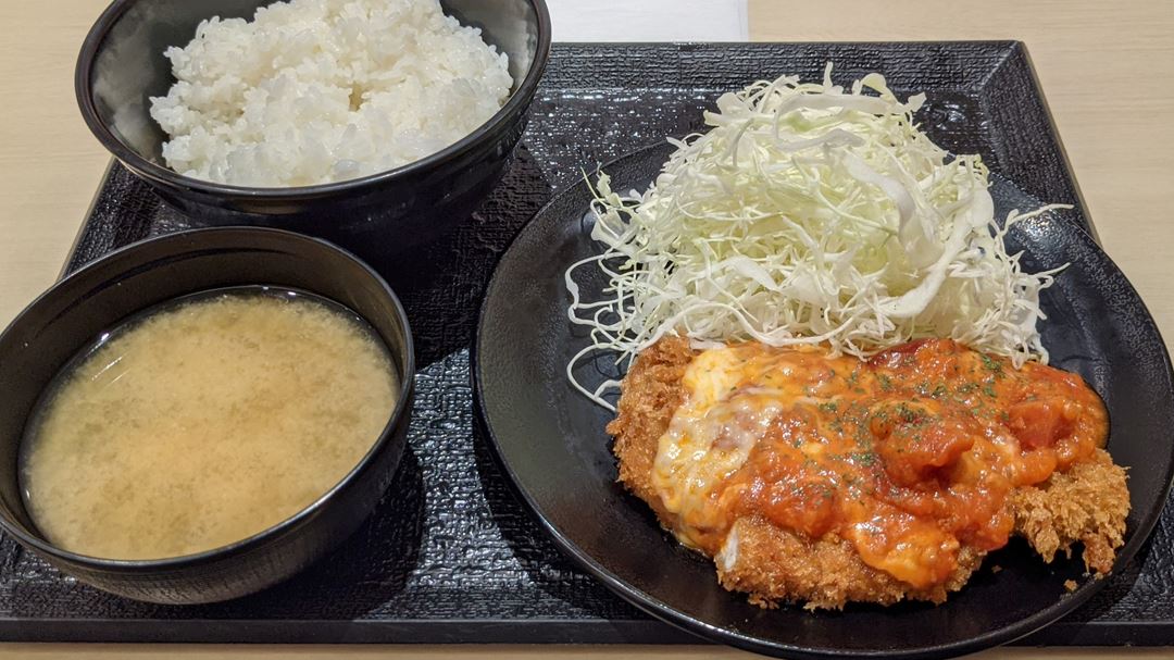 チーズトマトロースかつ定食 Pork Cutlet with Cheese Tomato Sauce - とんかつ 松乃屋 （松のや） Tonkatsu Matsunoya