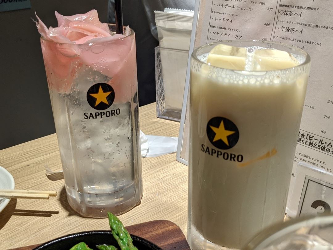 Pickled Ginger Lemon Sour ガリレモンサワー Soy Milk High 豆乳ハイ Hoteichan ほていちゃん上野4号店 居酒屋