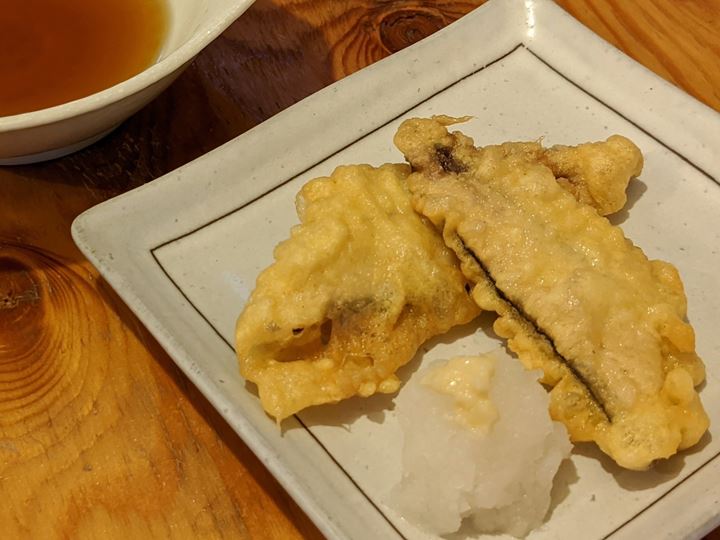 Grilled Pacific Saury and Tempura さんま塩焼と天ぷら - Standing Bar KAMIYA 立ち呑み かみや