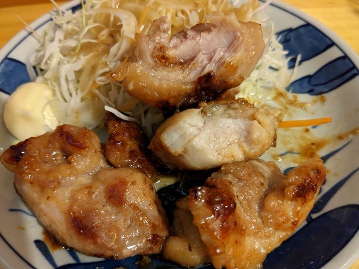 Fried Chicken Thigh Cooked with Miso 鶏もも味噌漬焼き - Standing Bar KAMIYA 立ち呑み かみや