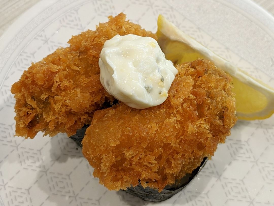 広島県産カキフライ軍艦（タルタルソース）Breaded Deep Fried Oyster 牡蠣 HAMAZUSHI はま寿司 HAMASUSHI