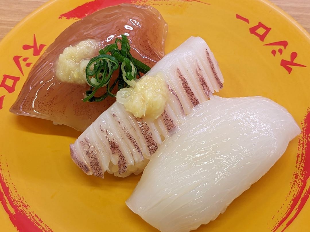 スシロー 真いか3貫盛り 3 Kinds of Squid SUSHIRO