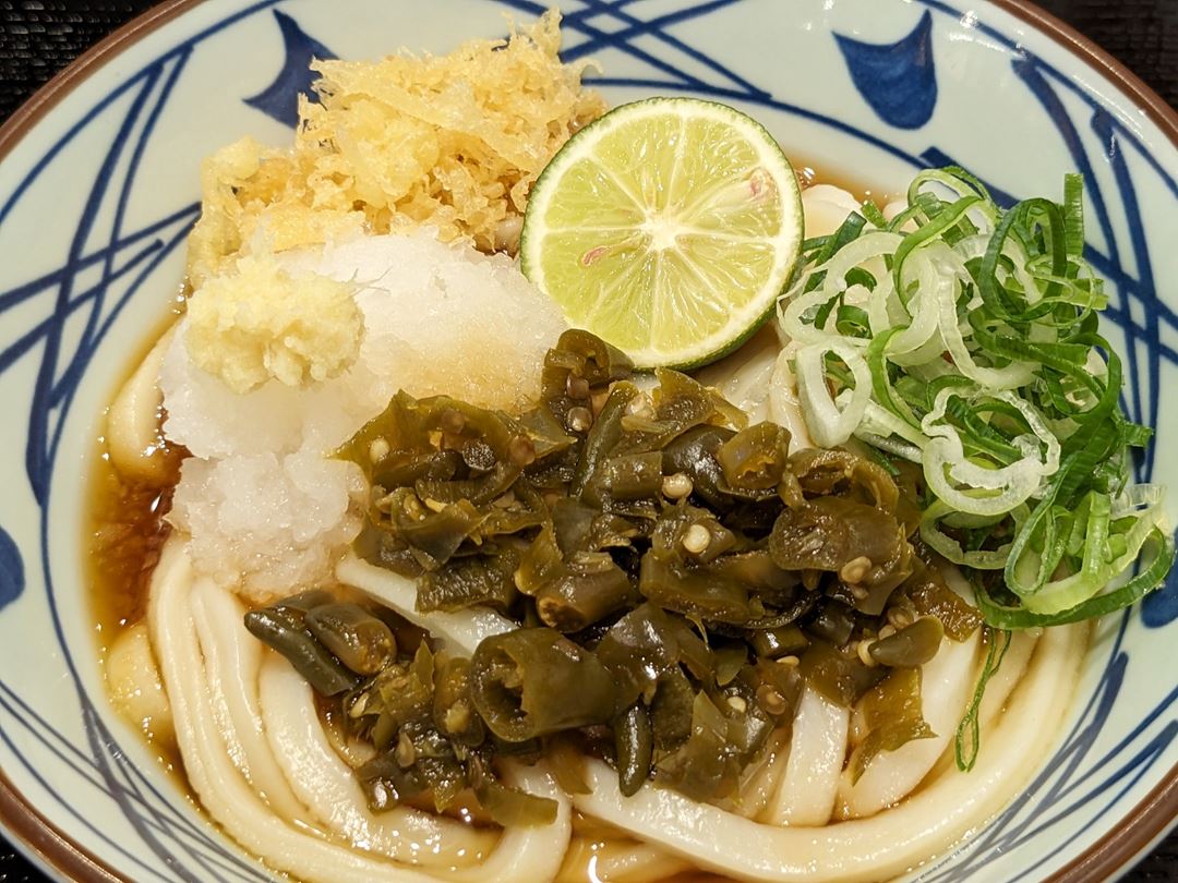 丸亀製麺 青唐おろしぶっかけうどん MARUGAME SEIMEN Green Chili Pepper Oroshi Bukkake Udon