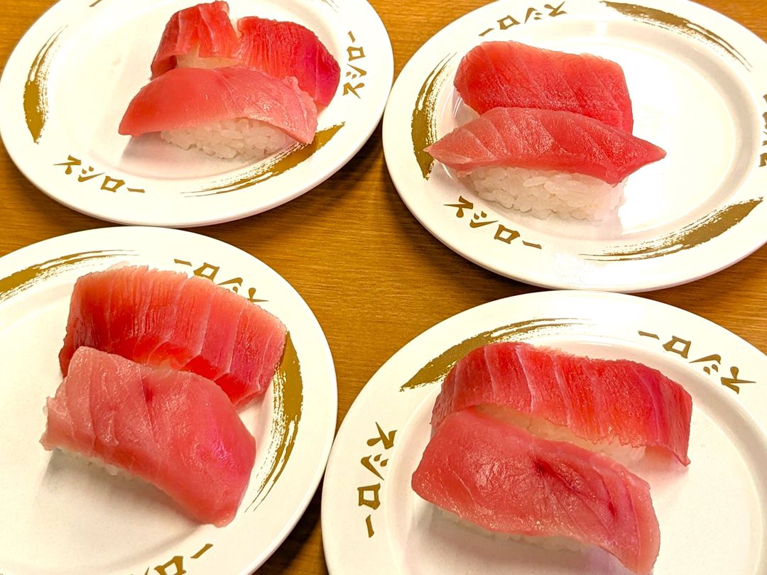 スシロー 特ネタ中とろ＋まぐろ Medium Fatty Tuna and Lean (Red) Tuna SUSHIRO