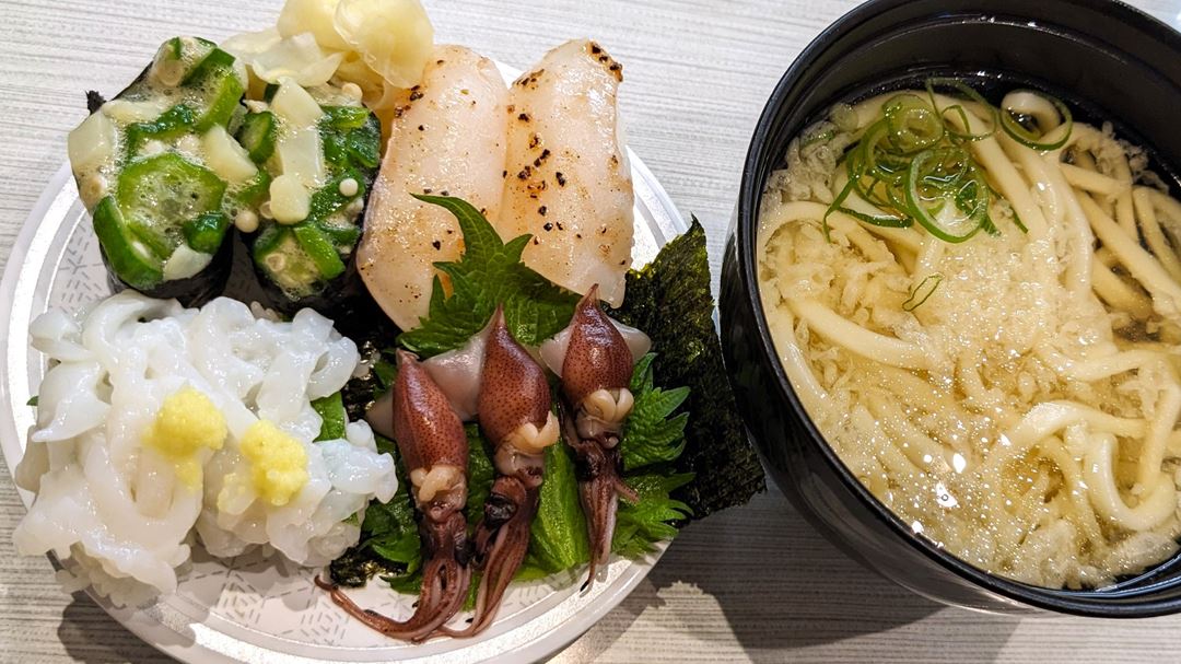 いかオクラ アカイカレアステーキ 大葉真いか 釜揚げほたるいか かけうどん 烏賊定食 はま寿司 Squid HAMASUSHI