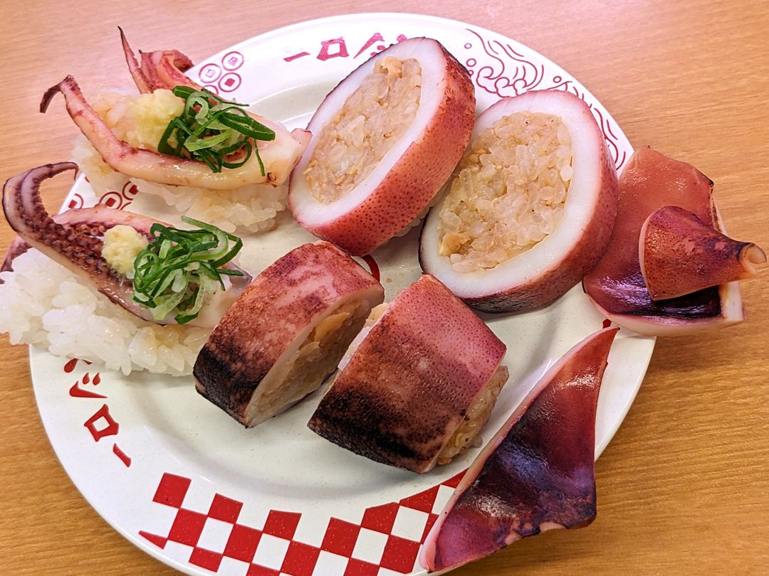 スシロー いか飯風すしとゲソにぎり Rice-stuffed Squid SUSHIRO