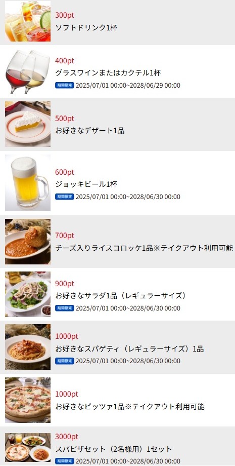 カプリチョーザ ポイント クーポン 2025年8月 Capricciosa