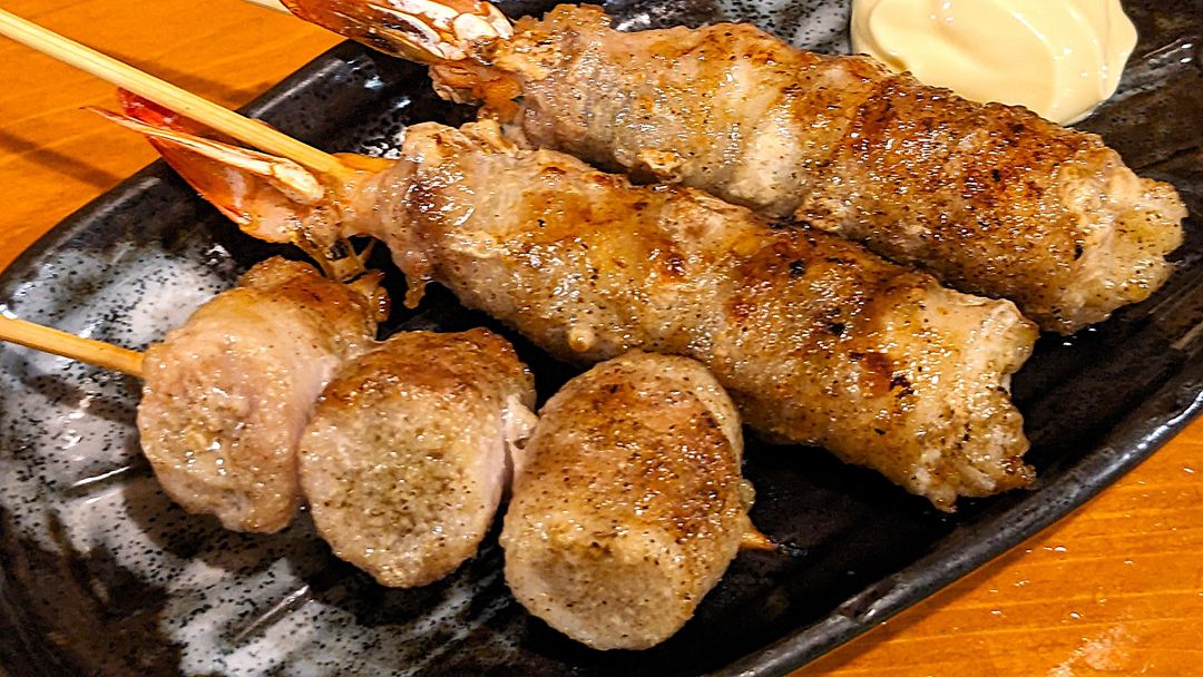エビ豚 エノキ豚巻 おき楽酒場 居酒屋 高知グルメ 香南市 野市町