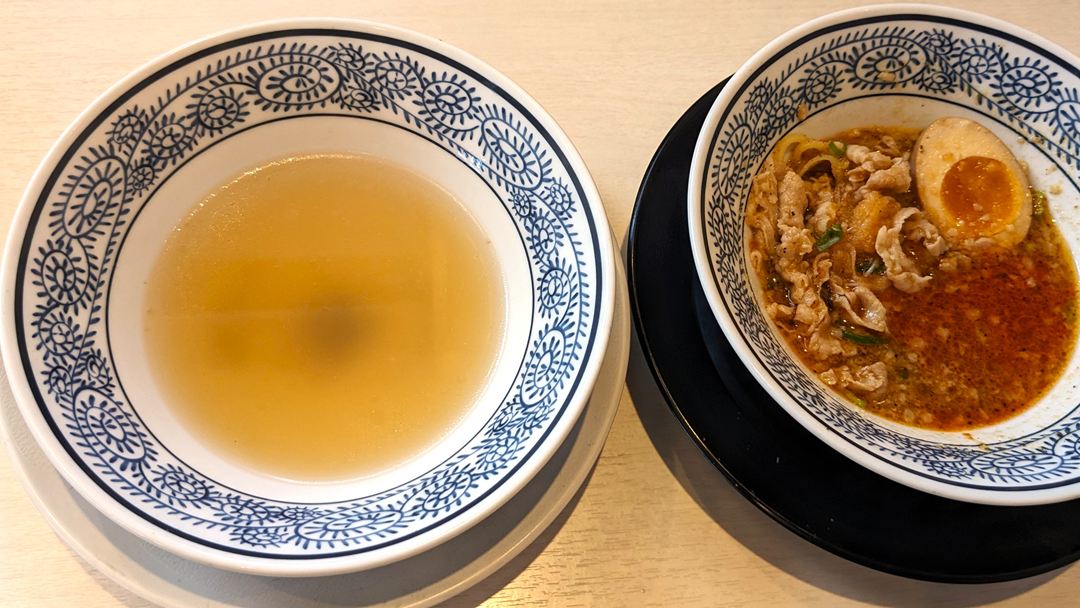 丸源ラーメン 肉そばつけ麺 割りスープ MARUGEN RAMEN